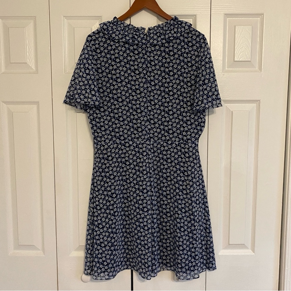 Lauren Ralph Lauren Mini Dress 14‎ Navy Blue Floral Cottagecore Preppy Feminine - Picture 8 of 8